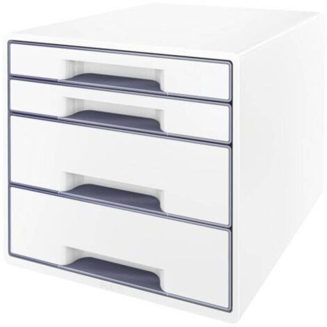 Leitz WOW Cube scatola di archiviazione 4 cassetti bianca e grigia