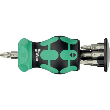 Wera KK Stubby Magazin RA 4 cacciavite nero e verde compatto (1/5)