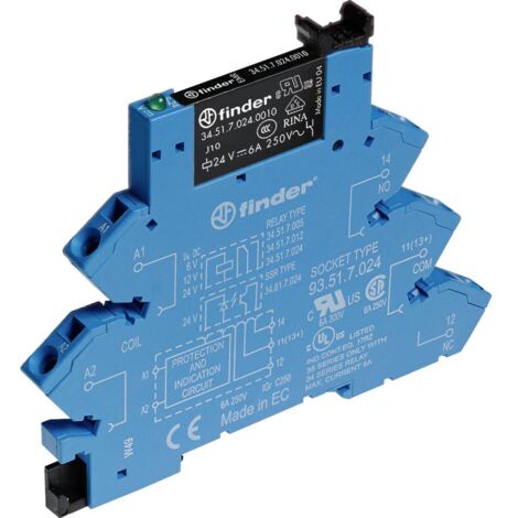 Finder 38.61.3.240.0060 Relè di accoppiamento 230 V/AC 6 A 1 scambio 1 pz.