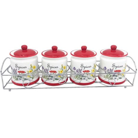 Set barattoli spezie maestro bianco ceramica cinque pezzi (1/3)