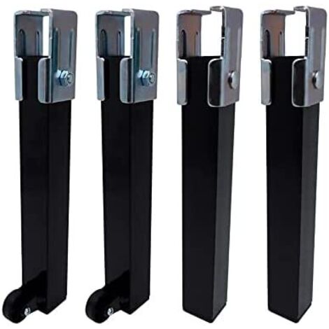 Set di 4 gambe per rete PT25 30x30x260 mm con ruota, nero 96401 Micel