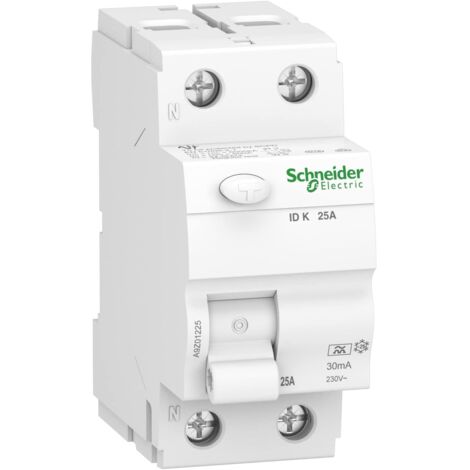Schneider Electric A9Z01225 Interruttore differenziale ID K, 2P, 25A, 30mA, Tipo A, Multicolore, 25 Ampere