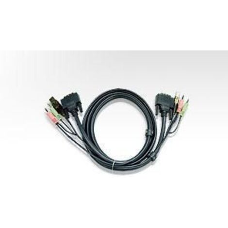 Aten 6ft USB DVI-D Single Link cavo per tastiera, video e mouse Nero 1,8 m (1/3)