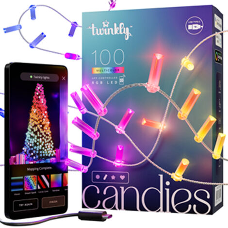 Twinkly CANDIES a Candela Luci di Natale Smart 100 Led RGB II Generazione Cavo Trasparente
