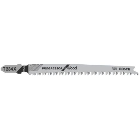 Lama per Seghetto Alternativo T234X Progressor per Legno, Lunghezza 117mm, Passo Dente 2-3mm, Confezione da 25, Compatibile con Bosch 2 608 633 524