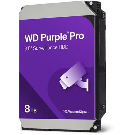Disco Rigido Interno Western Digital Purple Pro da 8TB, 3,5" SATA 6Gb/s, 7200 RPM, 256MB Cache per Video Sorvegliato e Applicazioni Professionali