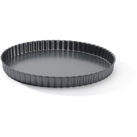 De Buyer Stampo Tortiera con Bordo Dritto scanalto e Fondo Removibile, cm 28, 4706.28, Acciaio Rivestito Antiaderente, Grigio, Diametro 28 cm (1/4)