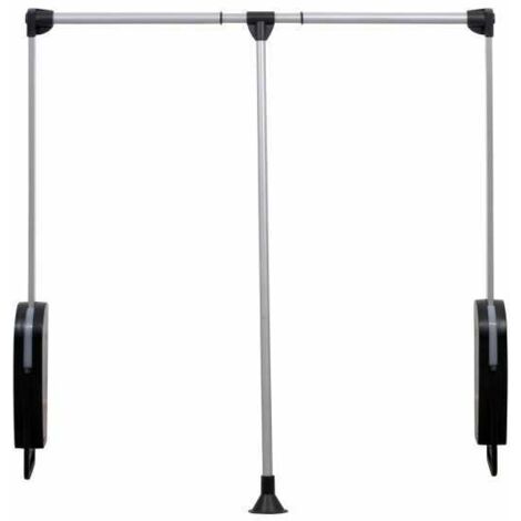 WENKO Guardaroba estraibile, asta per armadio telescopica retrattile, Alluminio, 87-130x86,5 cm, argento opaco