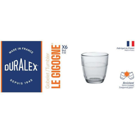 DURALEX 1015AB06/6 - Set di 6 Bicchieri in Vetro, Trasparenti, 9 cl