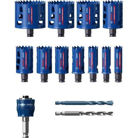 Bosch 14x Set di Seghe a Tazza Expert Tough Material per Legno con Metallo Diametro 20-76mm