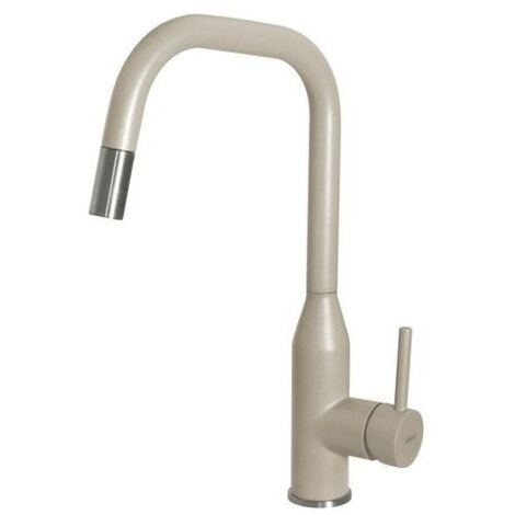 Elleci Dora Plus MKKDRP95 - Miscelatore da cucina monocomando, da incasso, Keratek, canna girevole con doccetta estraibile, 38 cm, Champagne