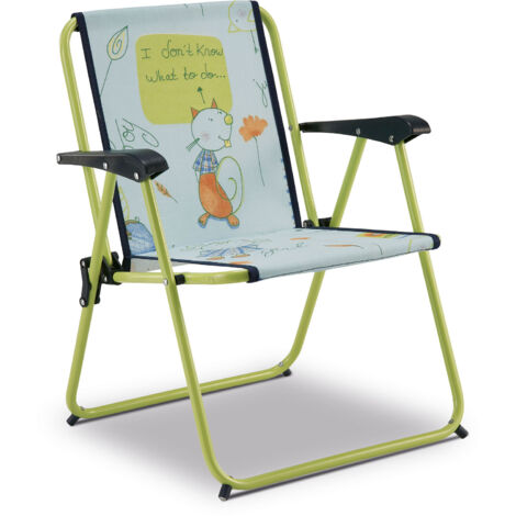 Solenny Sedia Pieghevole Fissa per Bambini in Alluminio Blu e Verde