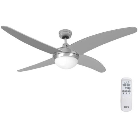 Ventilatore da soffitto modello caspio argento/nichel potenza: 60w pale: ø132cm con telecomando edm (1/5)