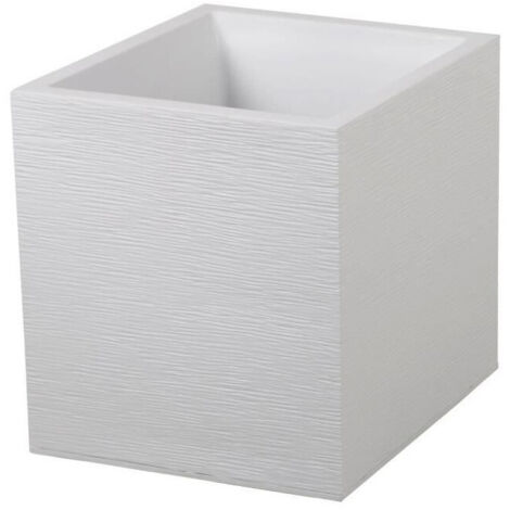 Vaso quadrato Graphit - 39 x 39 x 43 cm - Capacità 35 L - Bianco cerato