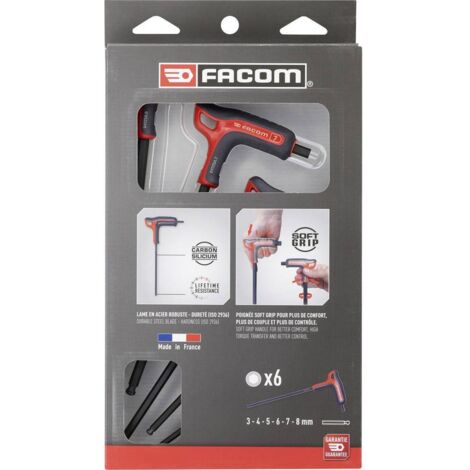 Facom 84TZS.PB Set di 6 chiavi a T ergonomiche grigie