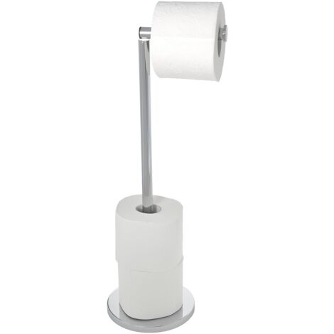 WENKO Supporto Carta Igienica 2in1, Portarotolo Carta Igienica e Dispenser Carta Igienica, Acciaio, 21x55x17 cm, Lucido