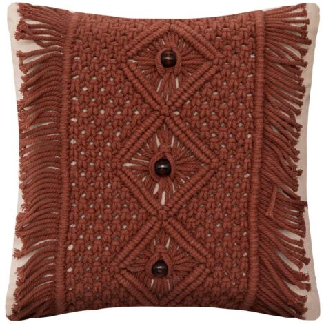 Cuscino in macramè ali, marrone cannella 40x40 cm - Atmosphera créateur d'intérieur (1/2)