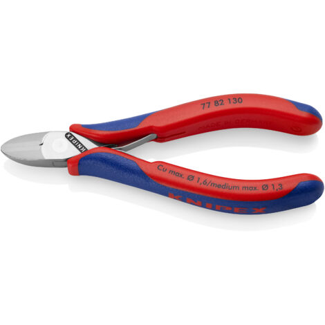 KNIPEX 77 82 130 Tronchesi laterali per elettronica con cerniera passante con manici multicomponente 130 mm