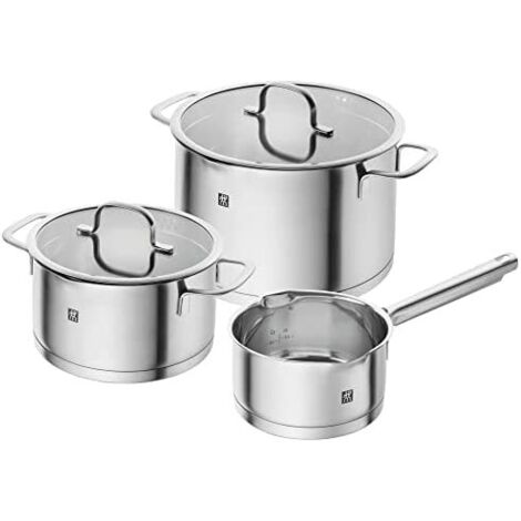 ZWILLING TrueFlow - Set de 3 padelle con funzione di versamento de per induzione (acciaio inox), colore argento (1/5)
