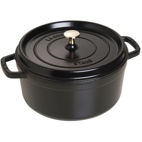 STAUB- Cocotte en Fonte Émaillée avec Couvercle, Tous feux dont induction, 4 à 5 personnes, Ronde, 26 cm, 5 L, 6 kg, Noir Mat (1/5)