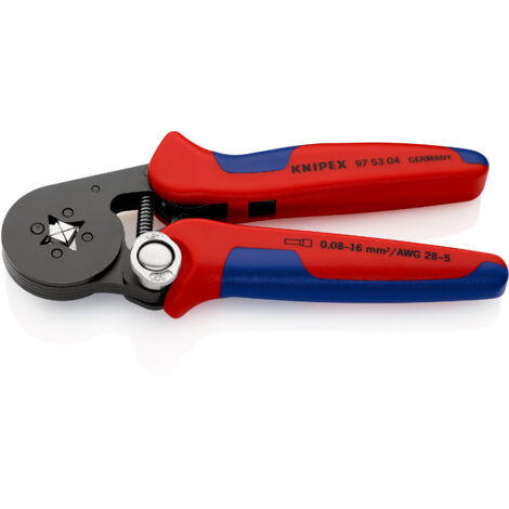 KNIPEX 97 53 04 SB Pinza per terminali a bussola, con regolazione automatica per crimpaggio laterale con manici multicomponente brunita 180 mm
