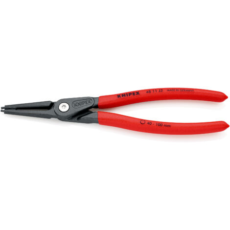 KNIPEX 48 11 J3 Pinza di precisione per anelli di sicurezza per anelli di sicurezza interni a fori Rivestita in plastica antiscivolo bonderizzata grigia 225 mm