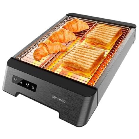 Tostapane piatto orizzontale da 1000 W con tre resistenze, con controllo touch, per ogni tipo di pane e prodotti da forno.