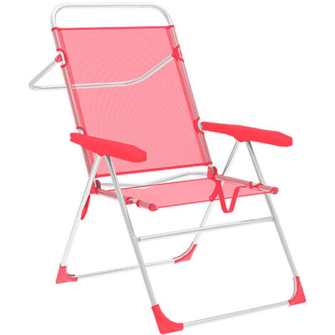 Sedia Pieghevole Marbueno 5 Posizioni Alluminio Corallo Spiaggia e Piscina 56X61X97 cm 10359