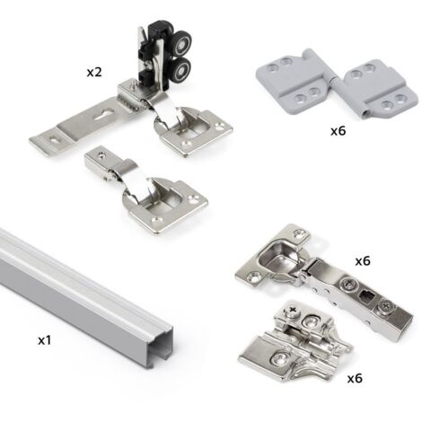 Emuca Kit Twofold anodizzato opaco per porte scorrevoli