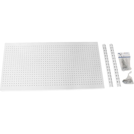 SimonRack Panneau Mural Perforé Porte-Outils avec 17 Crochets – 400x1200x35 mm – Acier Bianco – Simonwork