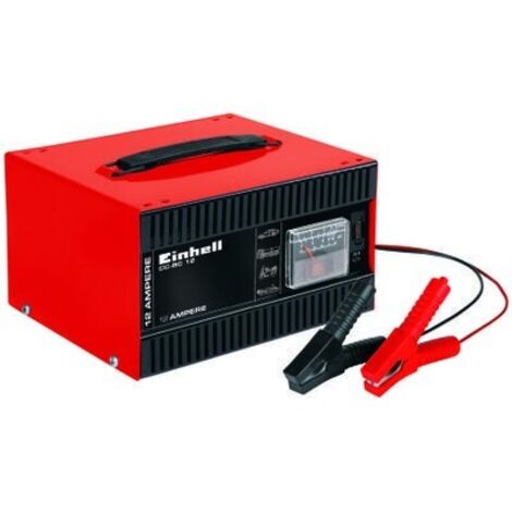 Einhell Caricabatteriede DC-BC 12 batterie (amperometro incorporato, alloggiamentode lamierade acciaio, protezione contro il sovraccarico e l'inversionede polarità, incluso cavo de morsetto di carica 