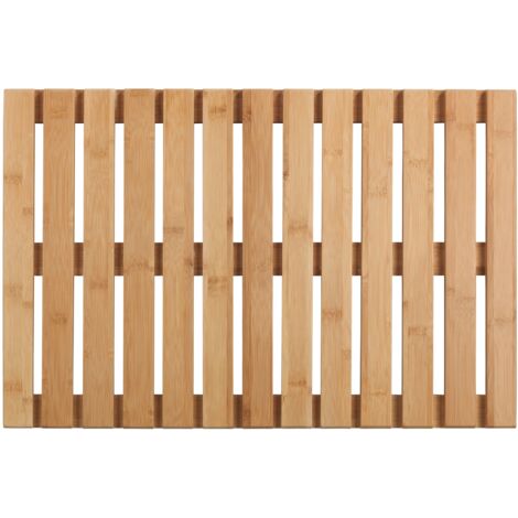 WENKO Tappetino per doccia in legno, Tappetino esterno, Tappeto da bagno in bambù, Bambù, 40x60 cm, Marrone