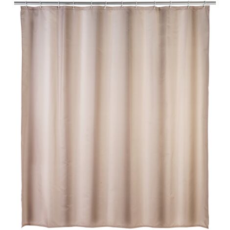 WENKO Tenda da doccia antimuffa, tenda da doccia 180x200 cm, lavabile in lavatrice e impermeabile, 12 anelli per tenda da doccia in plastica bianca inclusi, 100% Poliestere, 180x200 cm, Beige