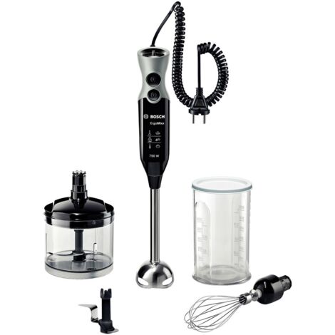 Mixer da Cucina Bosch ErgoMixx MSM67170, Handmixer Potente da 750W, Design Nero/Grigio