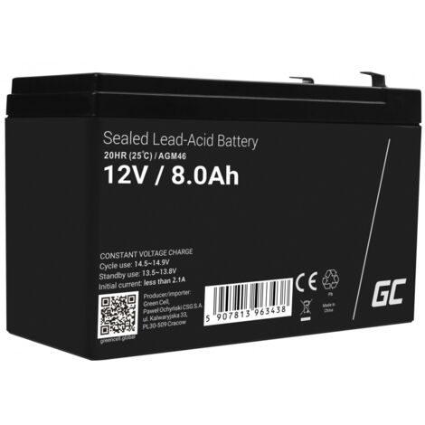 Verde Batteria di ricambio AGM Gel 12V 8Ah Batteria ricaricabile al piombo sigillata senza manutenzione Batteria di ricambio per sistemi di allarme antifurto Videosorveglianza
