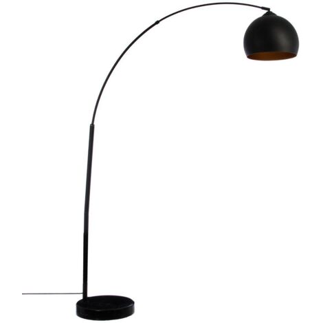 Lampada da terra ad arco in marmo e metallo nero Hyto H177cm - Atmosphera créateur d'intérieur