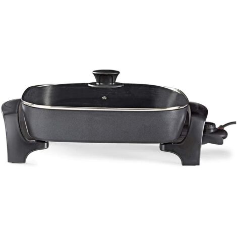 Nedis Padella Elettrica, Padella Multifunzionale con Corpo in Alluminio Pressofuso e Coperchio in Vetro, Lavabile in Lavastoviglie, Diametro 40 cm, Nero
