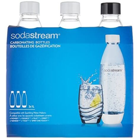 Bottiglia PET Sodastream Fuse (3 Bottiglie, 1L, nero bianco) (2260748)