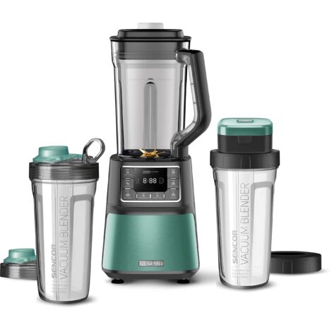 Sencor frullatore SBU787 tritatutto da cucina elettrico, tritaghiaccio con 8 lame in acciaio inox, 7 programmi preimpostati, capienza di 1,5L e bicchiere per frullati sottovuoto da 0,7L(verde)