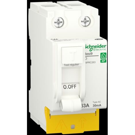 SCHNEIDER R9PRC263 Interruttore differenziale 63A XP Resi9 - Tipo AC - bipolare - 30mA - 230V AC - combinabile