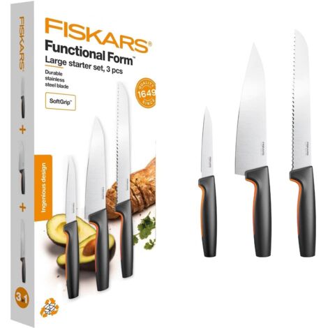 Fiskars Functional Form Set di 3 coltelli ergonomici argento (1/5)