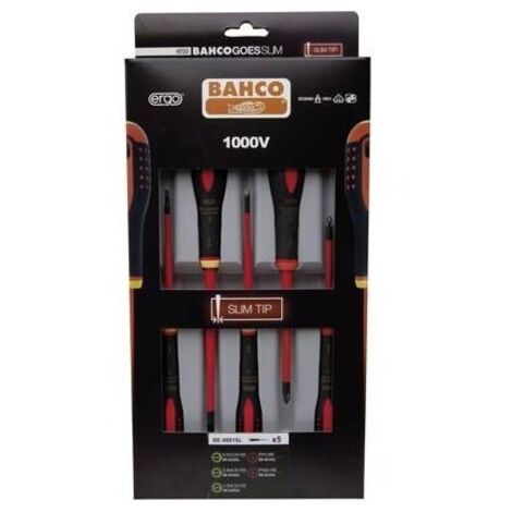 Bahco ERGO™ VDE set di 5 cacciaviti isolati ergonomici