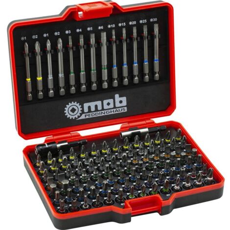 Peddinghaus 9460113001 - Set di punte da 113 pezzi, con anello colorato e 2 supporti magnetici, incluso