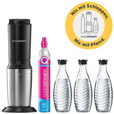 SodaStream Crystal 3.0 titanium value pack per acqua frizzante, incluse 3 caraffe di vetro