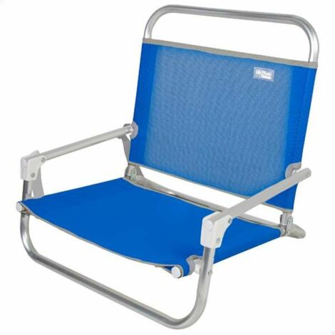 AKTIVE 62678 Sedia da spiaggia pieghevole, Campeggio, Seduta bassa, Senza tubo anteriore, Supporta 110 kg, Maniglia per il trasporto a spalla, Telaio in alluminio, Sedie da campeggio pieghevoli legger