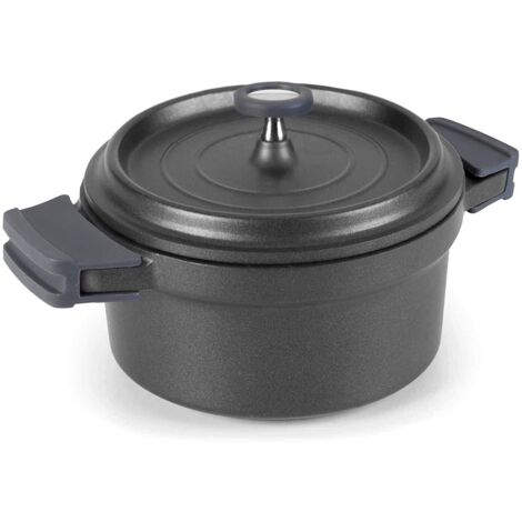 casseruola tonda in ghisa smaltata nera 20cm - 25921 - lacor (1/3)