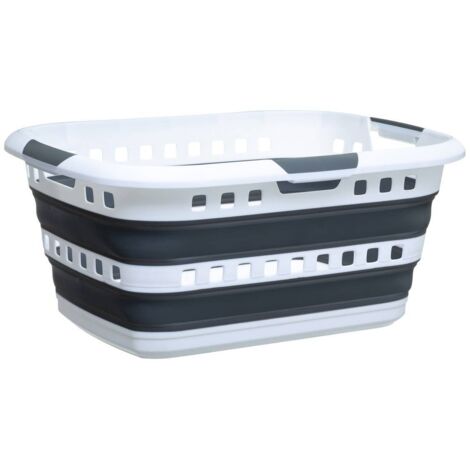 Cesto pieghevole per biancheria 45l hugger grigio e bianco - 5five