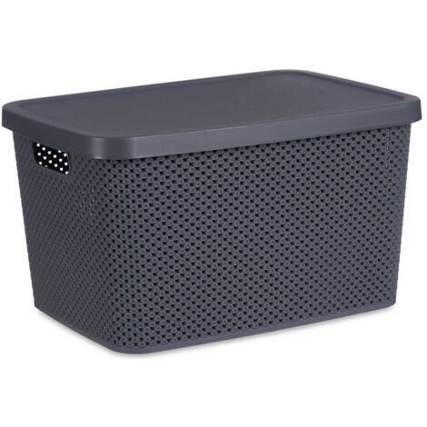 Scatola portaoggetti con coperchio Antracite Plastica (28 x 22 x 39 cm) (1/3)