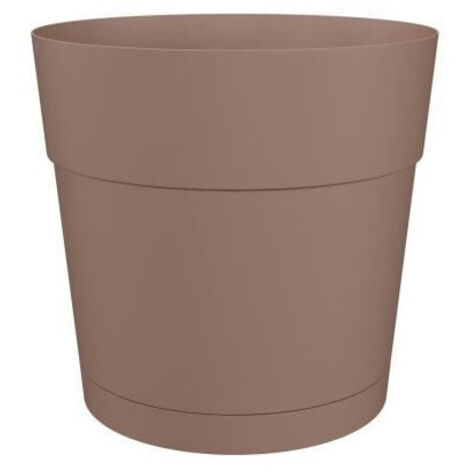 Vaso per fiori e piante rotondo CAPRI LARGE - Plastica - Serbatoio d'acqua - diametro 35 cm - Tortora - ARTEVASI