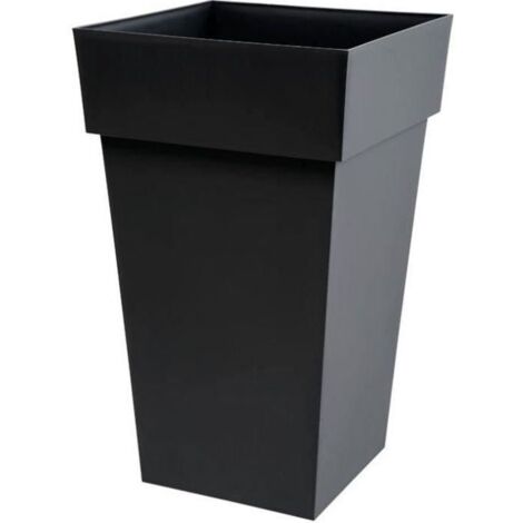 Pot da fiori alto quadrato Toscana - 39 x 39 x H 65 cm - 62 L - Grigio antracite